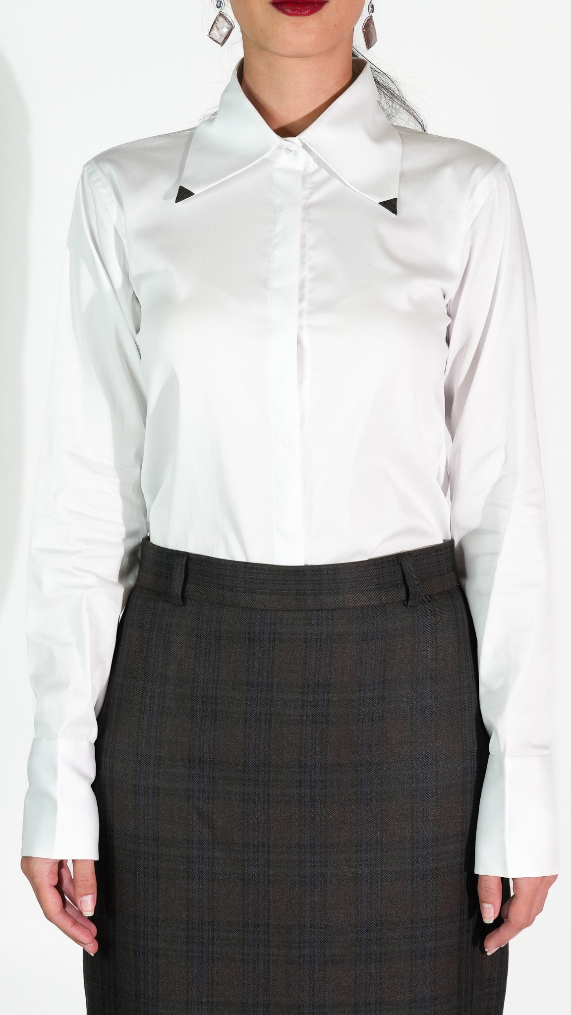 White Shirt with Collar Detail