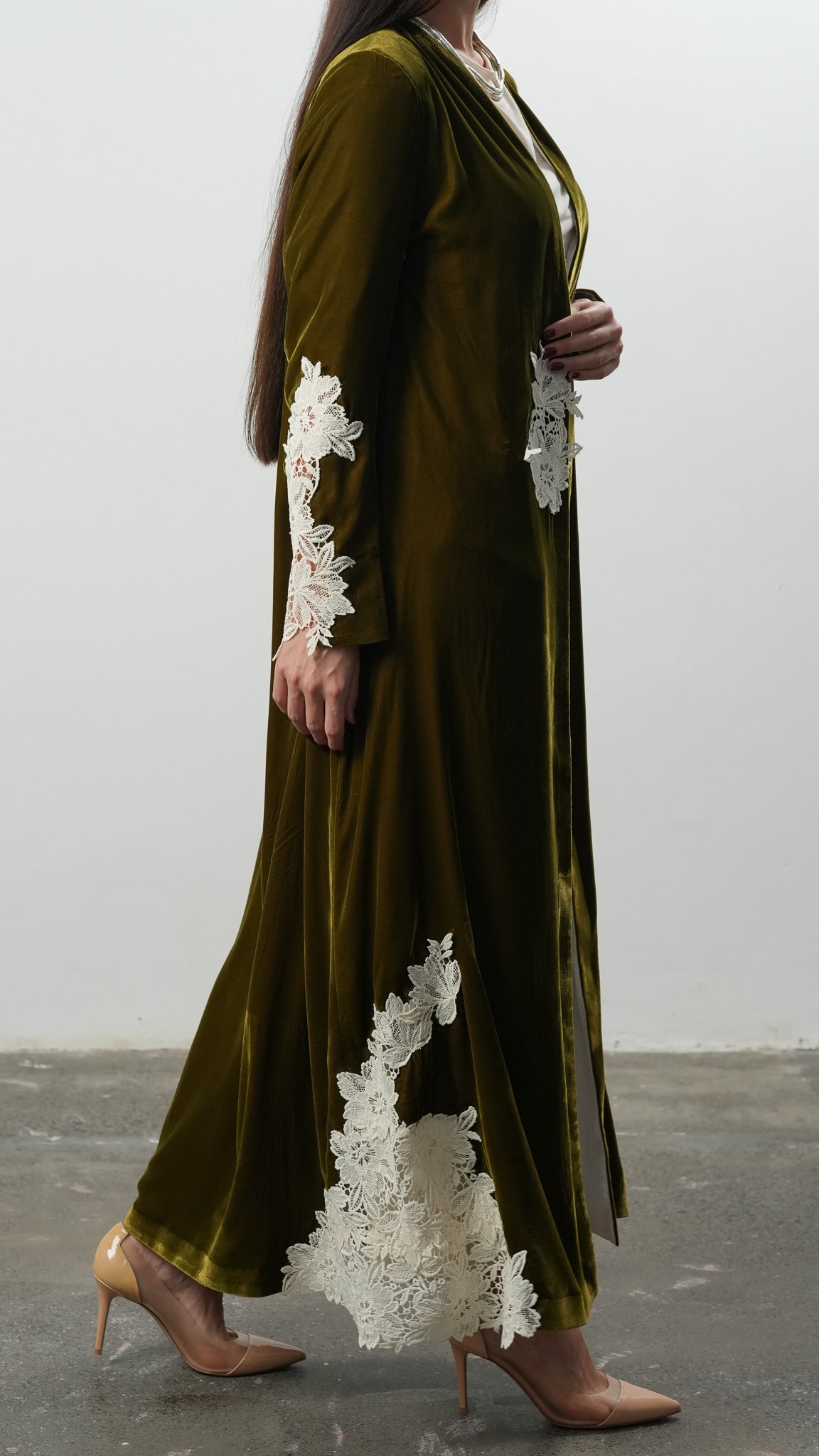 Velvet Lace Garden Abaya