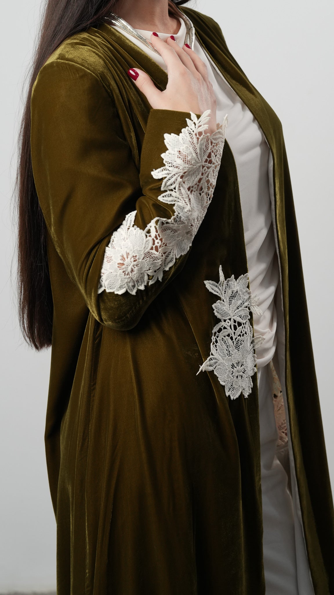 Velvet Lace Garden Abaya