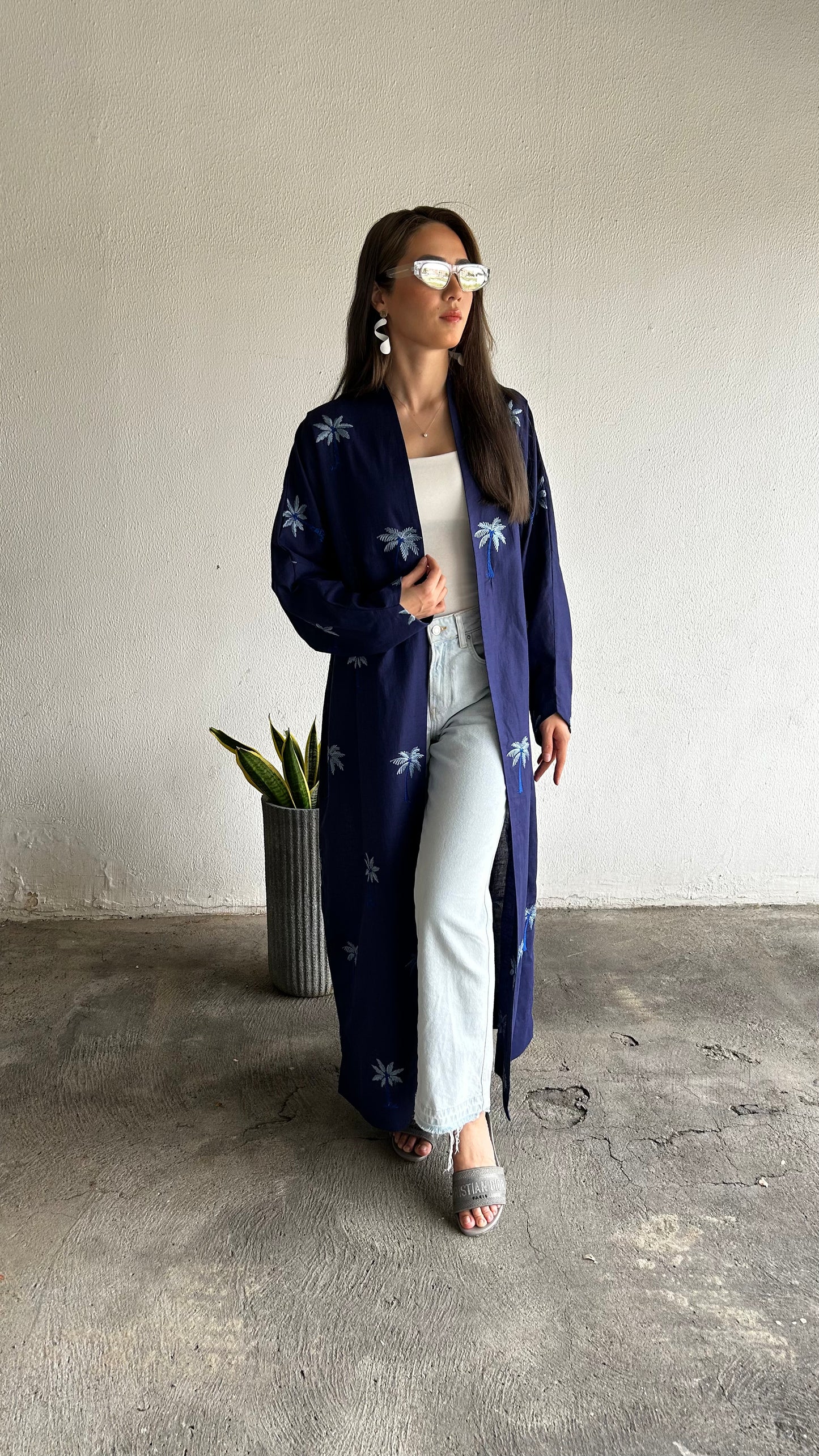 Palm Tree Linen Abaya