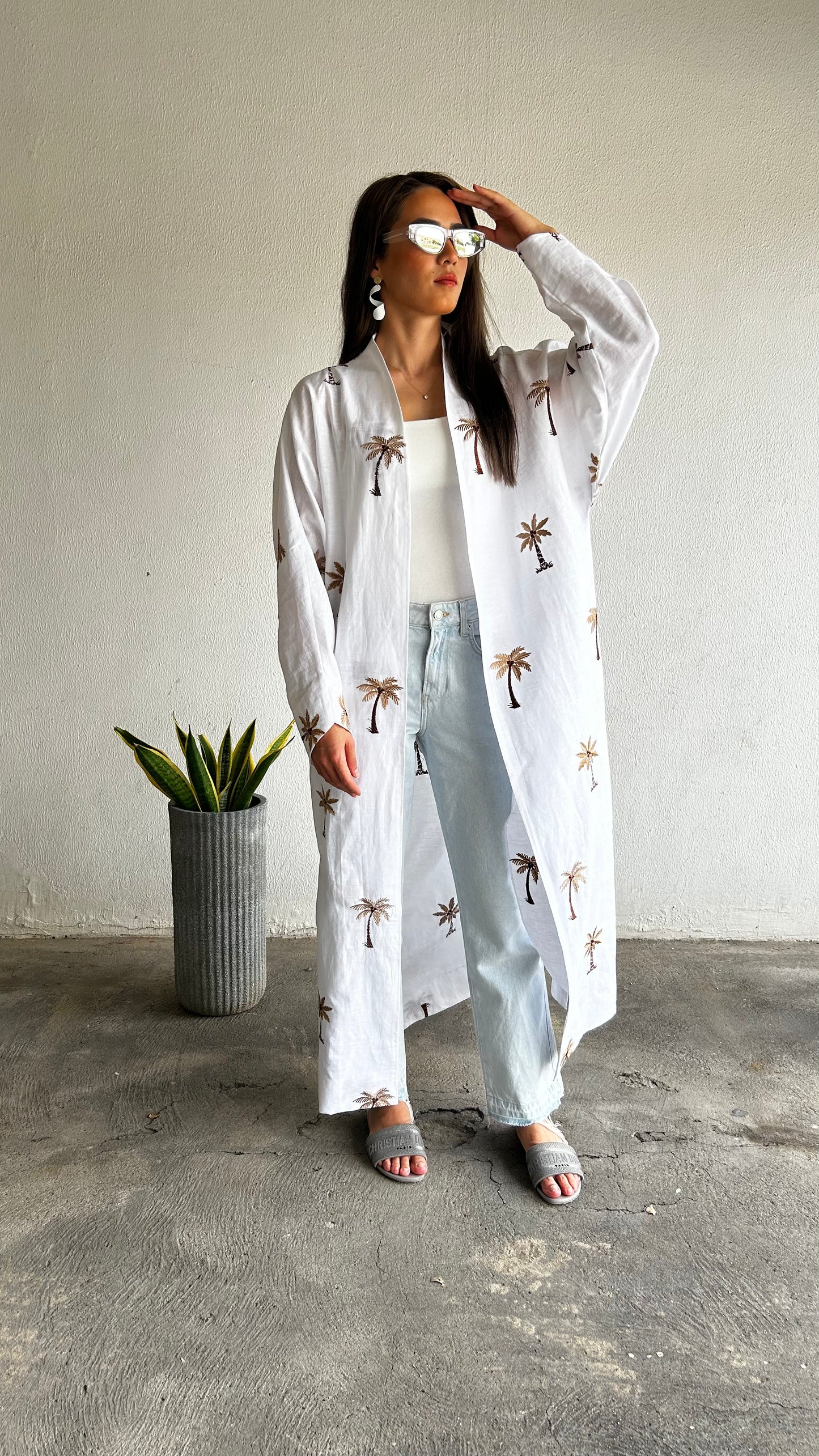 Palm Tree Linen Abaya