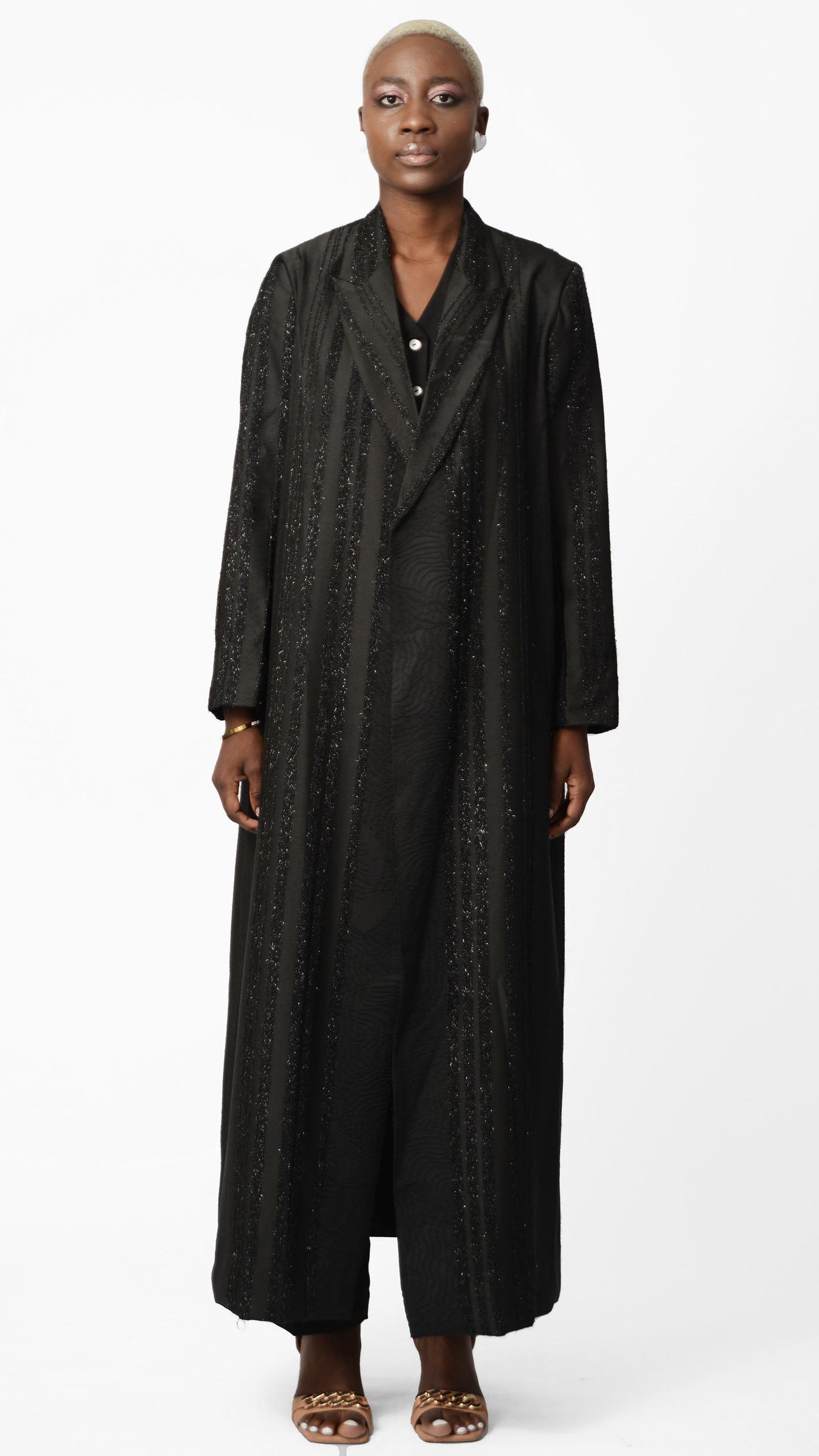 Glitter Striped Textured Abaya